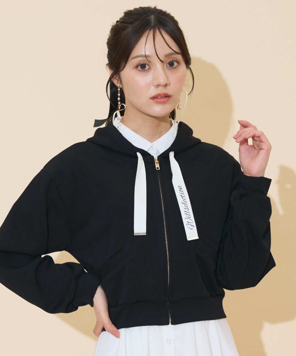 WILLSELECTION「ロゴテープパーカー」|パーカー|ブラック