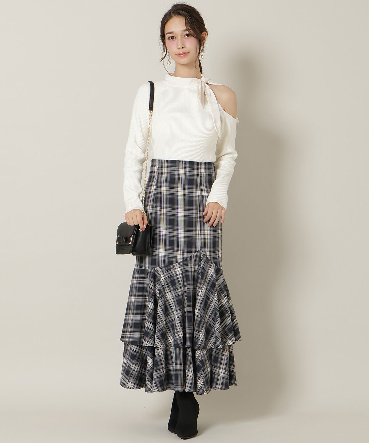 WILLSELECTION「ワンショルリボンタイリブニット」|ニット・セーター|