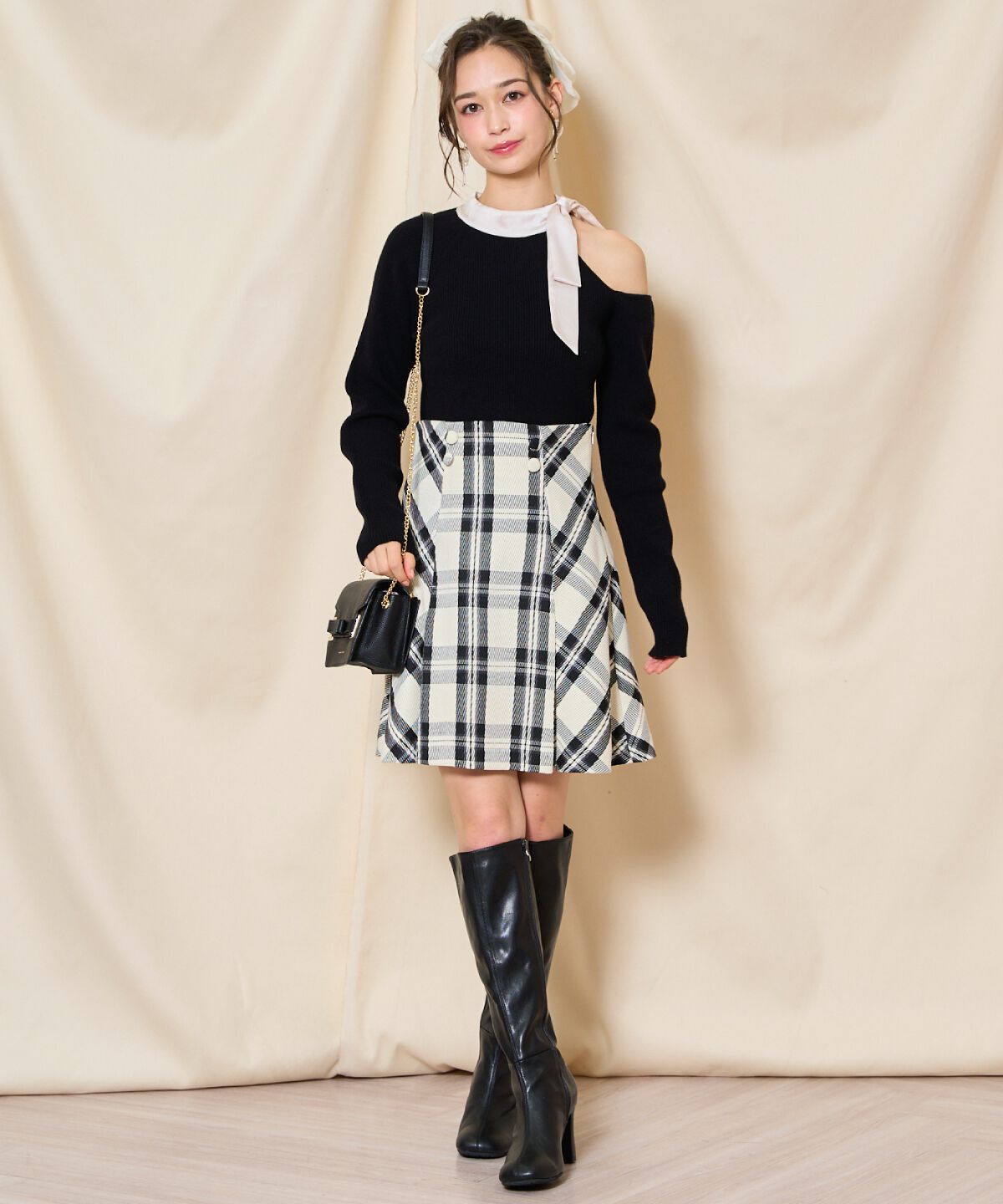 WILLSELECTION「ワンショルリボンタイリブニット」|ニット・セーター|