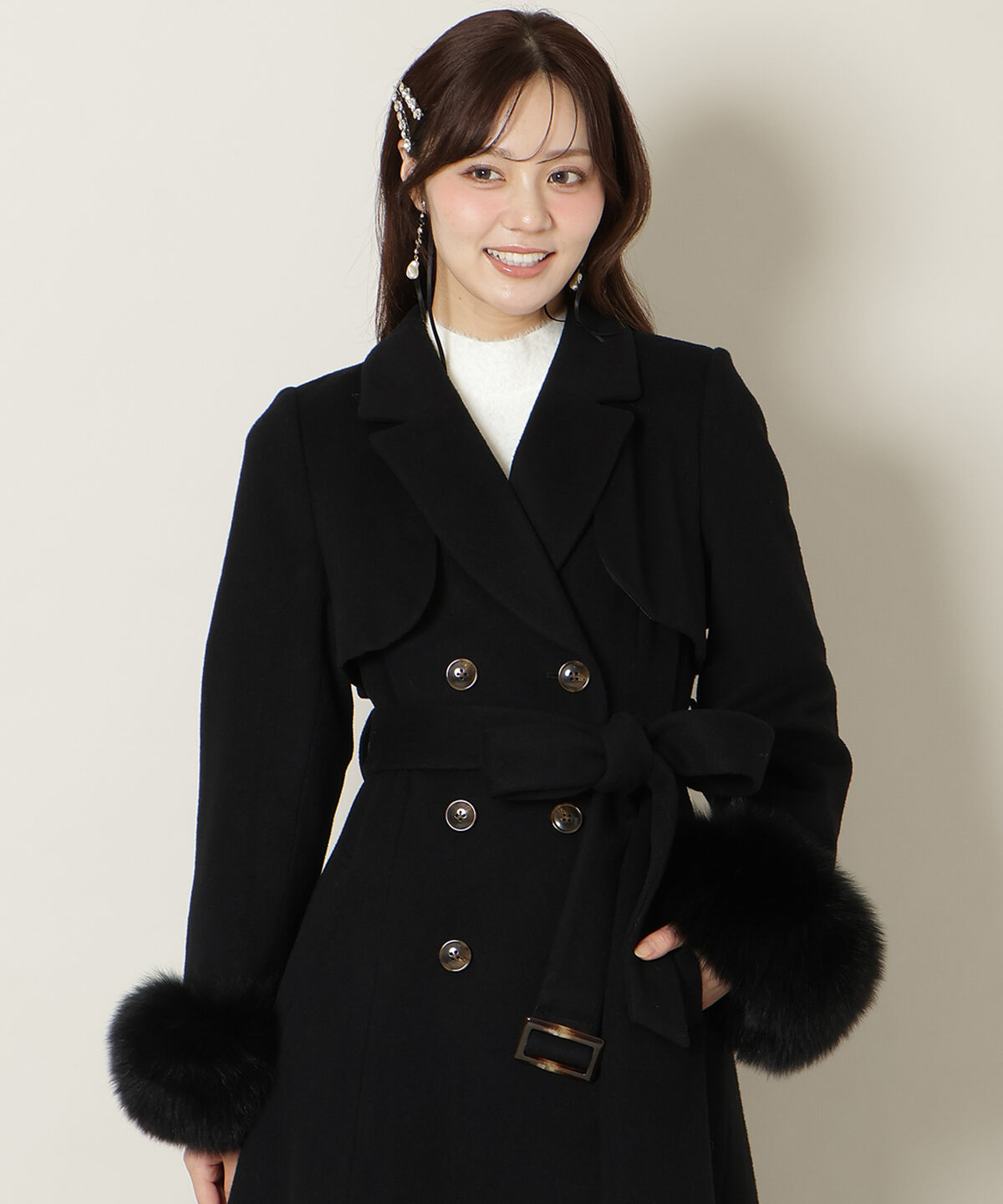 WILLSELECTION「リアルファー付きウールフレアコート」|その他|