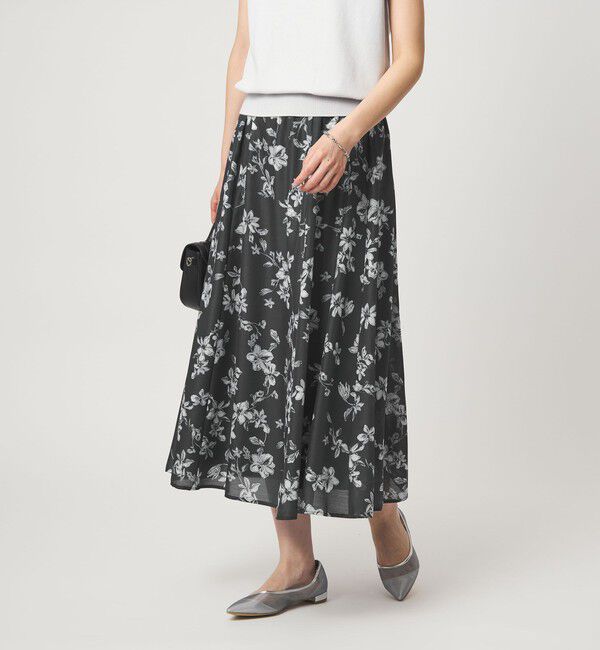 UNITED ARROWS green label relaxing「フラワー プリント スカート」|フレア|