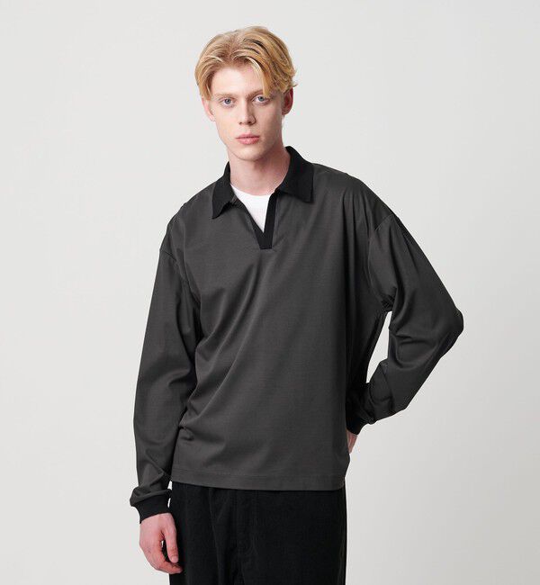 BEAUTY&YOUTH UNITED ARROWS「シャイニー スムース コンビ スキッパー カットソー」|Tシャツ・カットソー|DK.GRAY