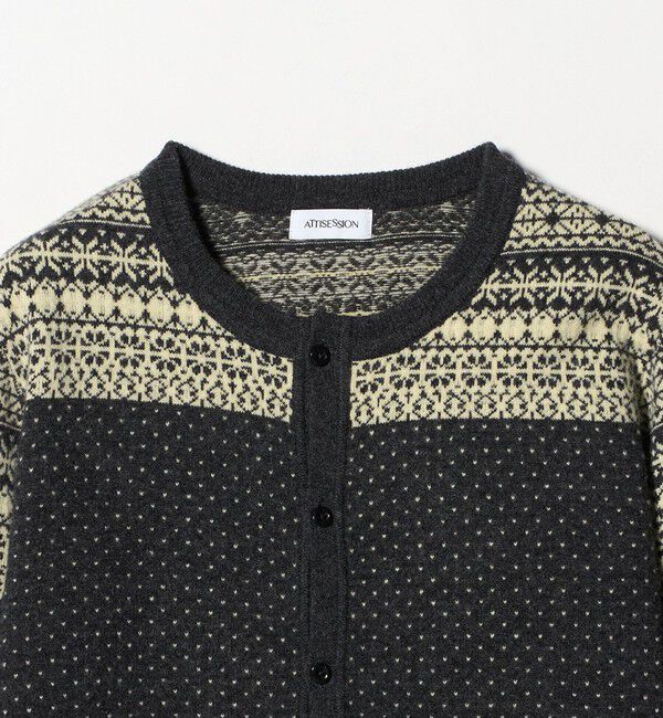 ATTISESSION「＜ATTISESSION＞フェアアイル ジャガード カーディガン」|カーディガン|