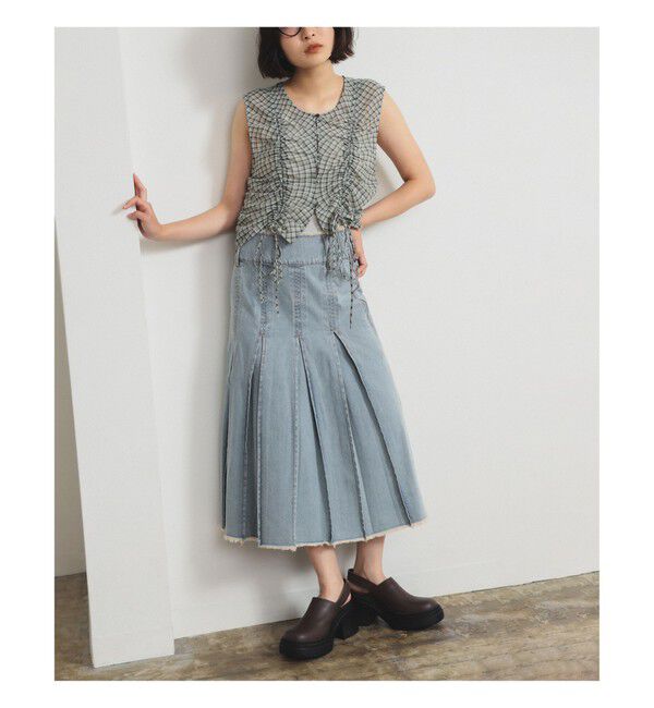 Ray BEAMS 「デニム タック ミディアム スカート」|スカート|