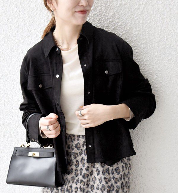 SHIPS any「SHIPS any: ポリエステル スエード ショート シャツ ジャケット」|その他|ブラック