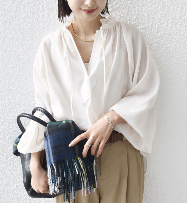 SHIPS for women「〈手洗い可能〉シアー タンブラー リボン デザイン 長袖 ブラウス」|シャツ・ブラウス|