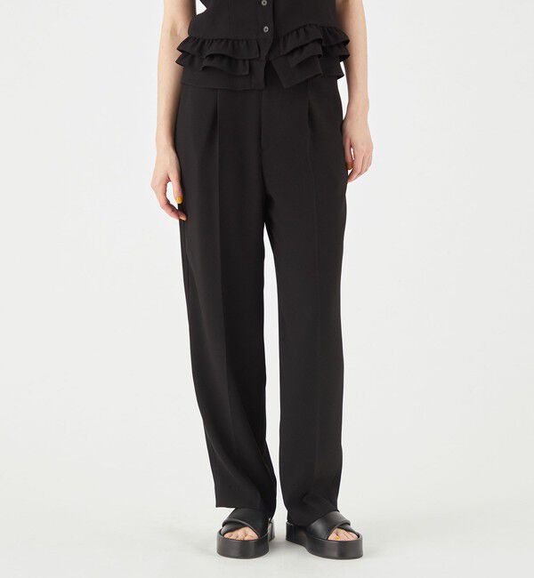 MACPHEE「バックサテンジョーゼット タックテーパードパンツ」|スラックス|