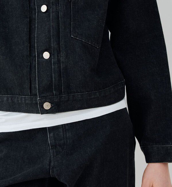 GALERIE VIE「ブラックデニム プリーテッドジャケット」|デニムジャケット|