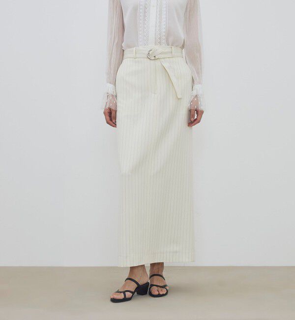DES PRES「ウールドスキン ベルデッドストレートスカート」|タイト|