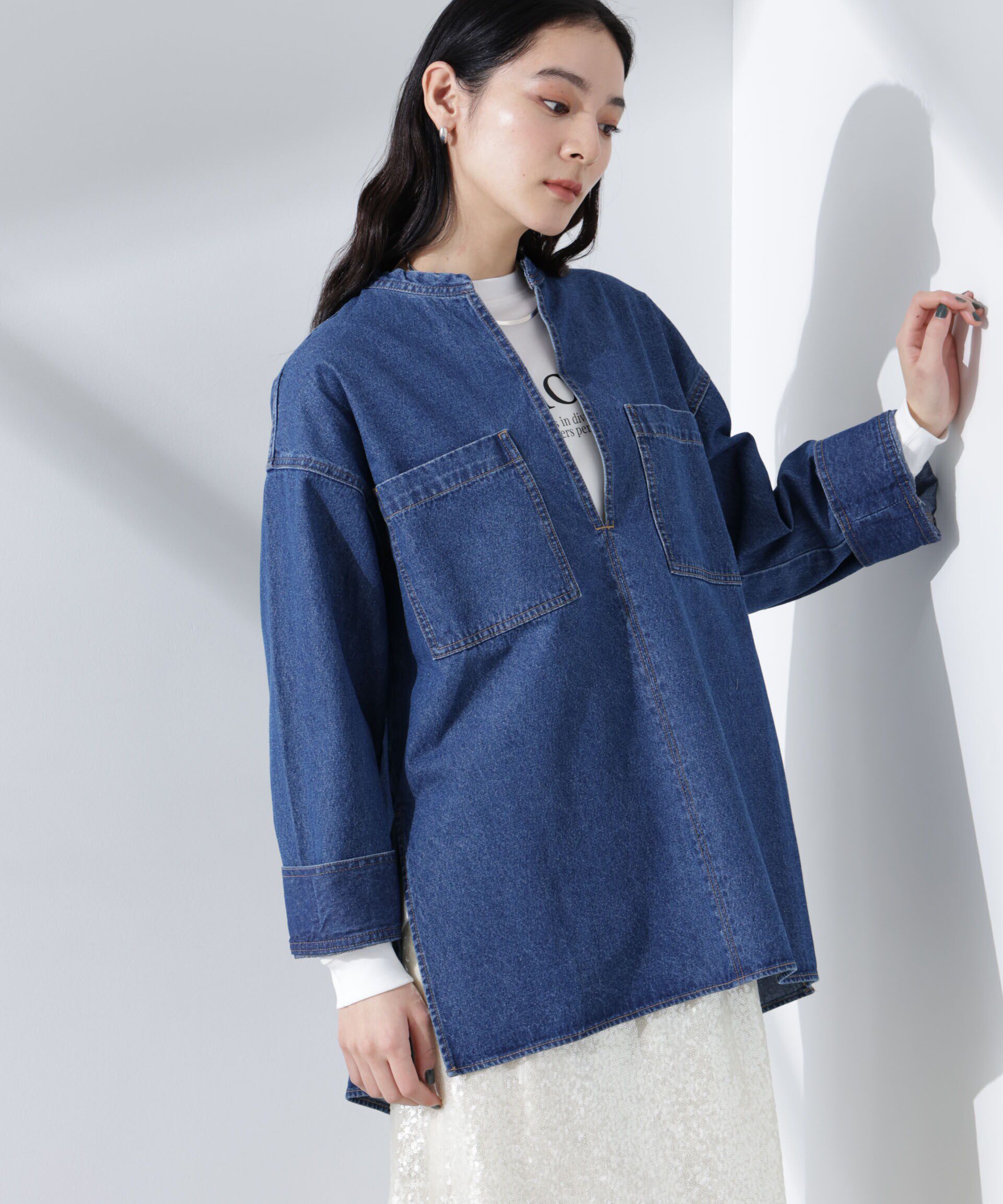 nano･universe「デニムポケットプルオーバー（セットアップ可）」|シャツ・ブラウス|