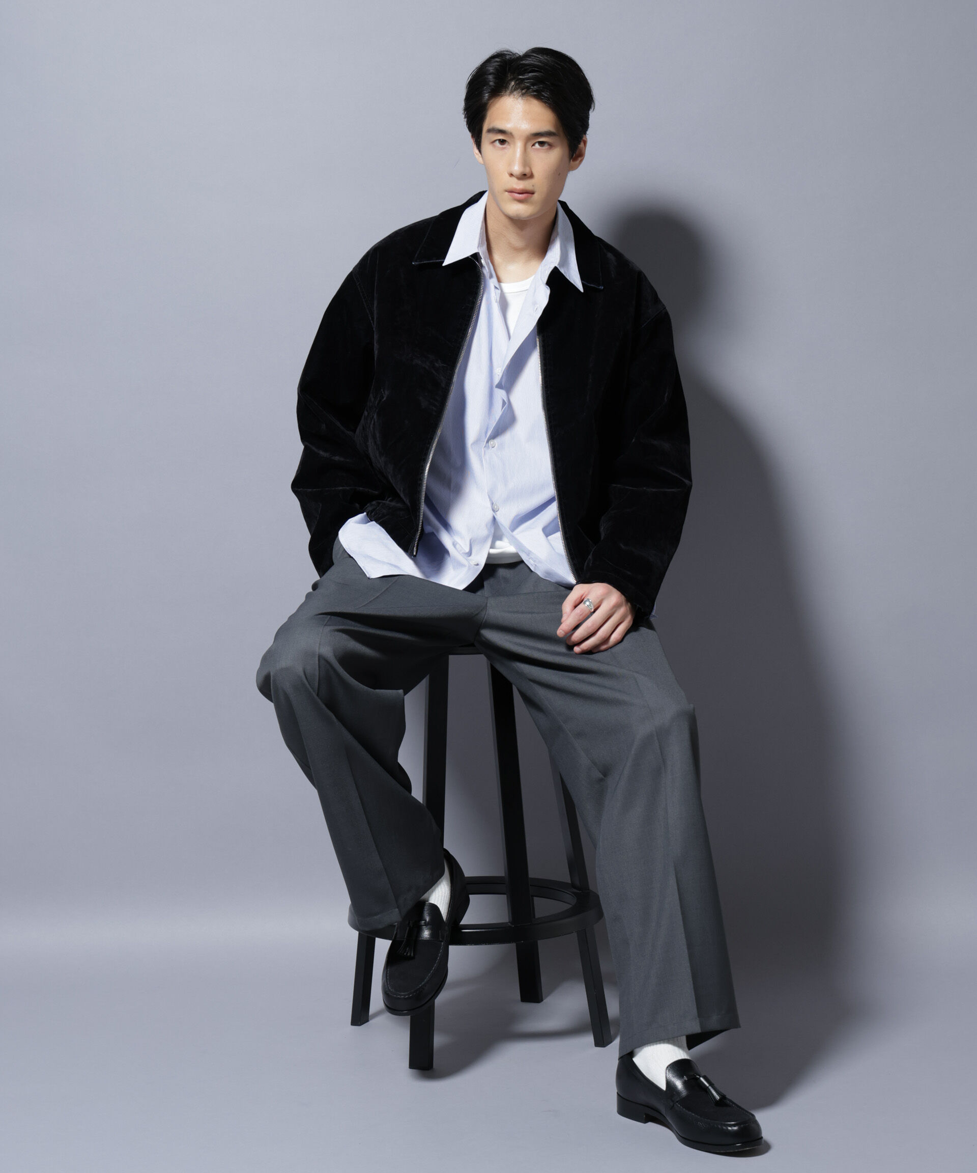 nano･universe「フロッキーデニム スポーツジャケット」|ブルゾン・スタジャン|