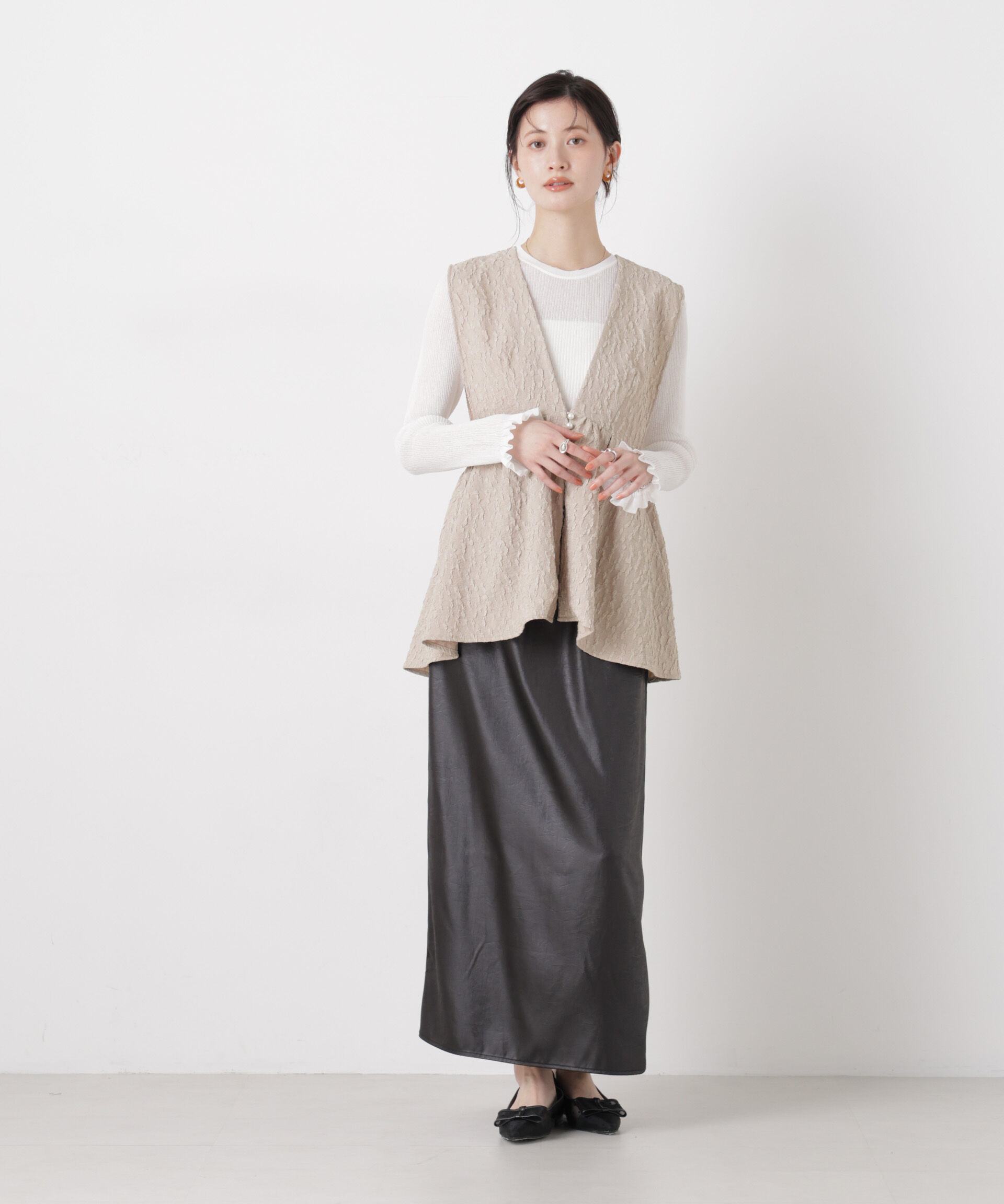 nano･universe「troisieme chaco/別注 PUFFY JACQUARD ジレ」|テーラードジャケット|