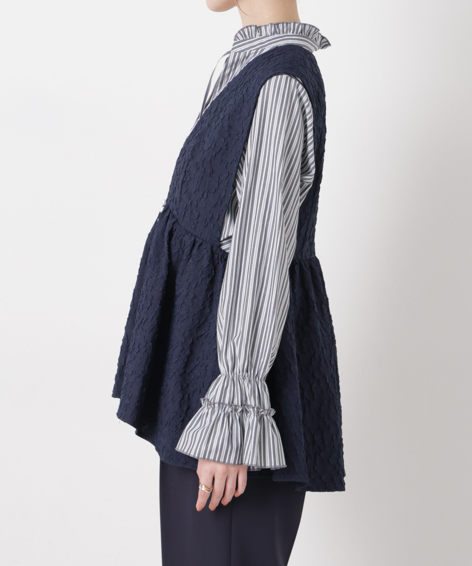 nano･universe「troisieme chaco/別注 PUFFY JACQUARD ジレ」|テーラードジャケット|