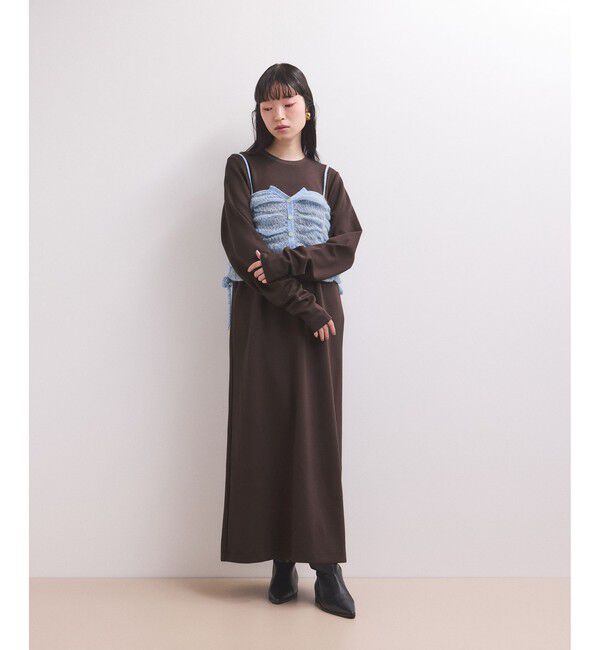 ADAM ET ROPE'「【WEB限定】ニットキャミソールセットワンピース」|ワンピース|