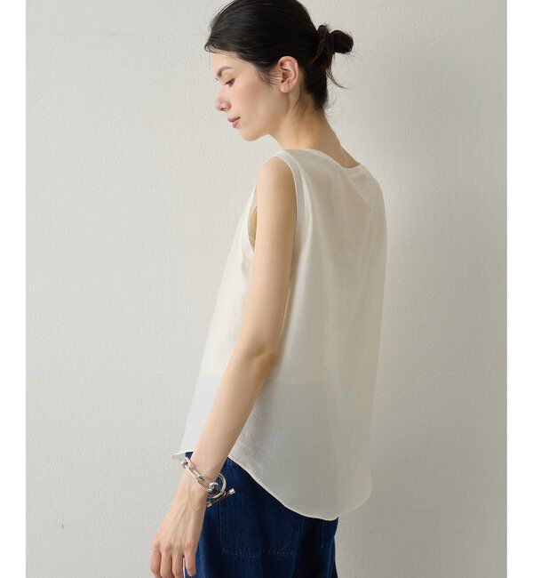 Drawing Numbers「【Drawing Numbers】シャイニーシースルーノースリーブブラウス」|シャツ・ブラウス|