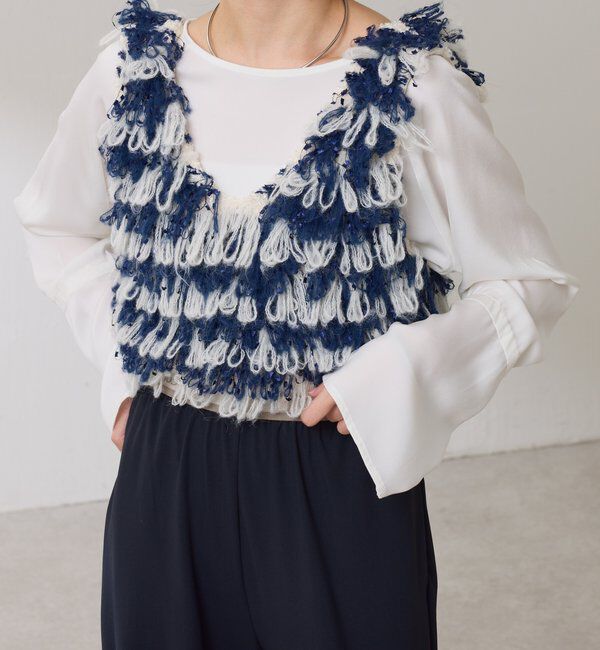  「クロップドニットベスト」|ニット・セーター|ブルー