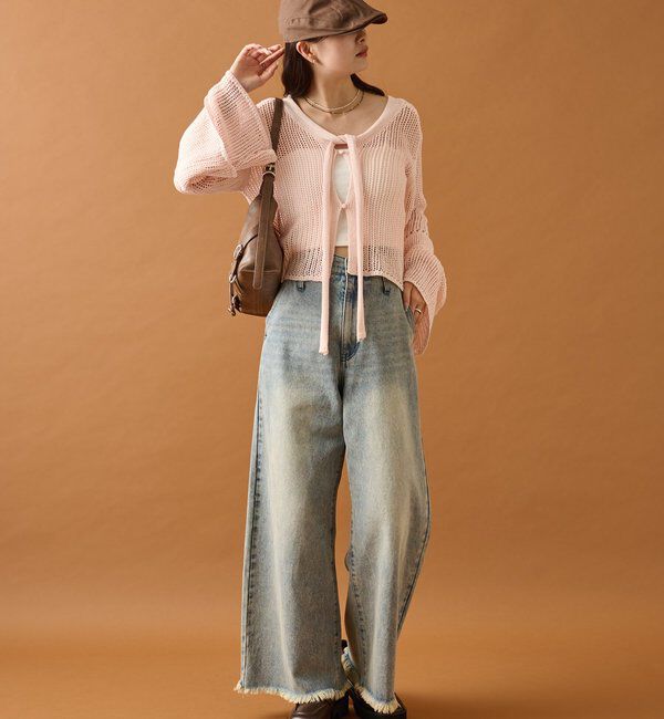  「フリルスリーブメッシュカーデ」|カーディガン|