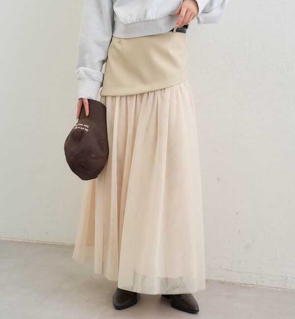  「チュールドッキングスカート」|スカート|アイボリー
