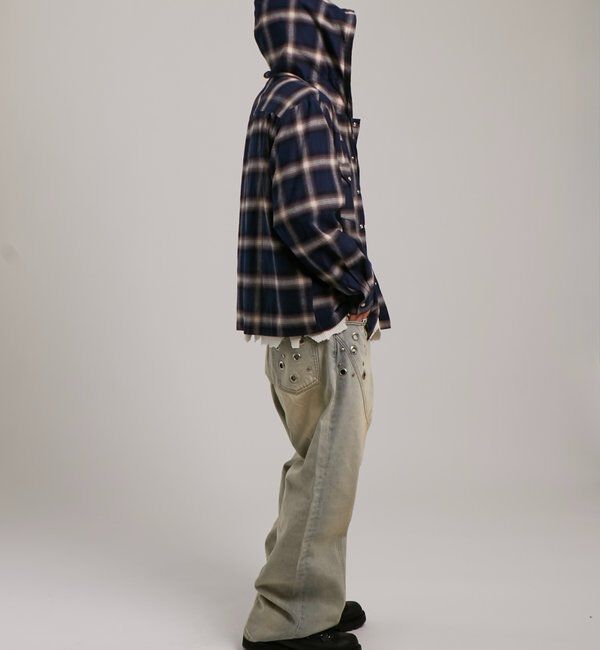  「【Sourcream】ウエスタンオンブレチェックフードシャツ」|シャツ・ブラウス|