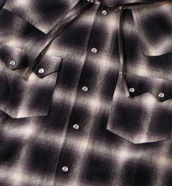  「【Sourcream】ウエスタンオンブレチェックフードシャツ」|シャツ・ブラウス|