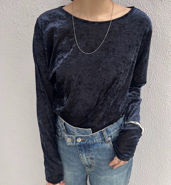  「シアーベロアトップス」|Tシャツ・カットソー|ネイビー