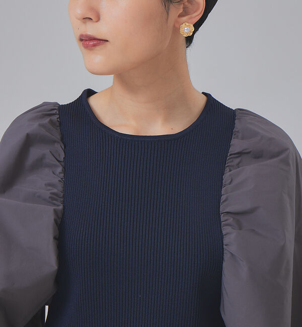 Rouge vif「ファブリックスリーブプルオーバー」|ニット・セーター|