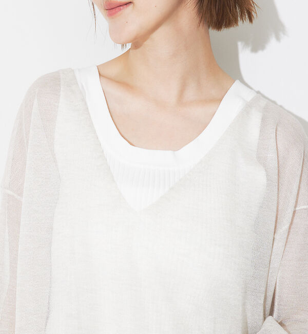 Rouge vif「シアーVネックラメプルオーバー」|ニット・セーター|