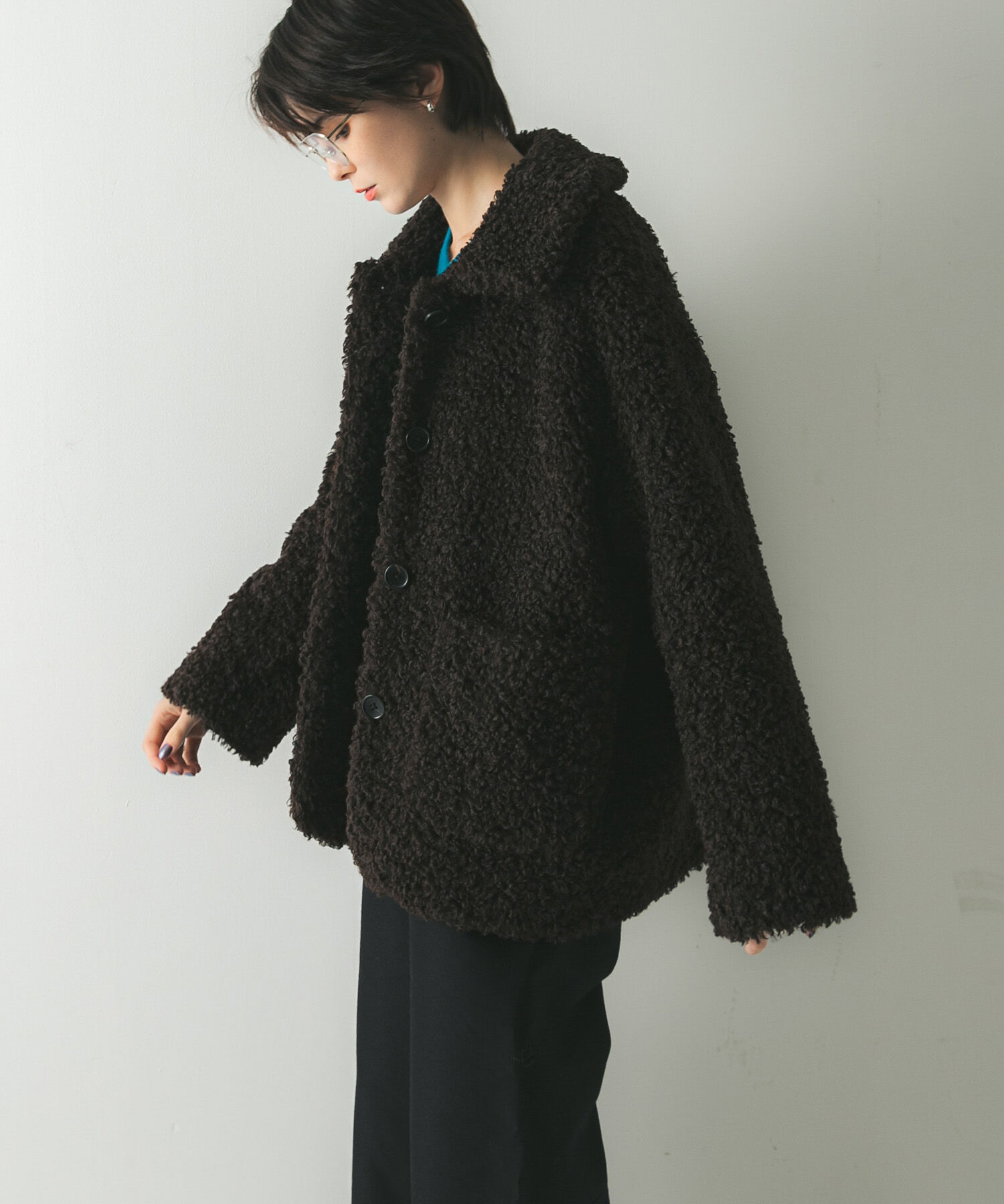 URBAN RESEARCH「ECOPELカーリーファーコート」|ノーカラーコート|