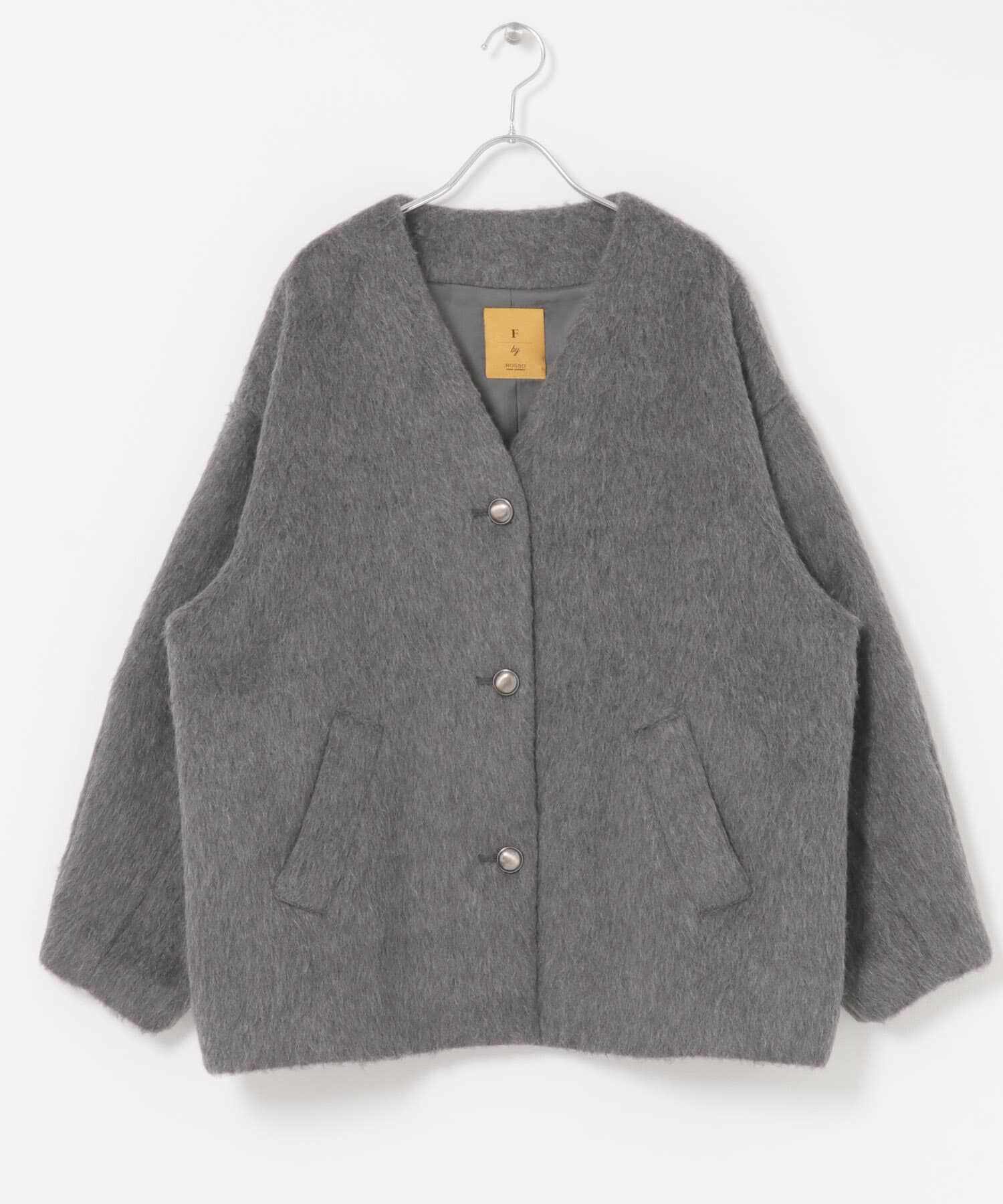 URBAN RESEARCH ROSSO「F by ROSSO　『UR TECH』シャギーノーカラーコート」|ノーカラージャケット|