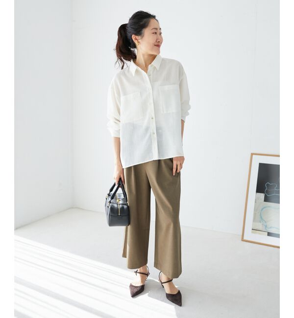le.coeur blanc「リネンライクワイドクロップドパンツ」|その他|