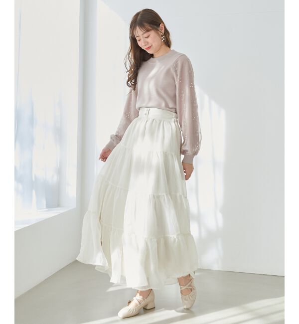  「パールチュールスリーブニット」|ニット・セーター|