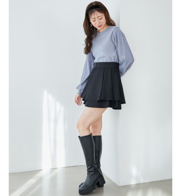  「パールチュールスリーブニット」|ニット・セーター|