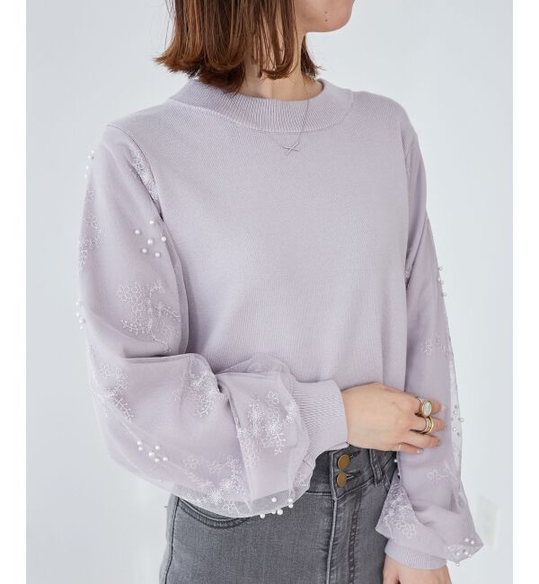  「パールチュールスリーブニット」|ニット・セーター|
