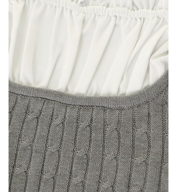  「◎チェックリボンレイヤードライクニット」|ニット・セーター|