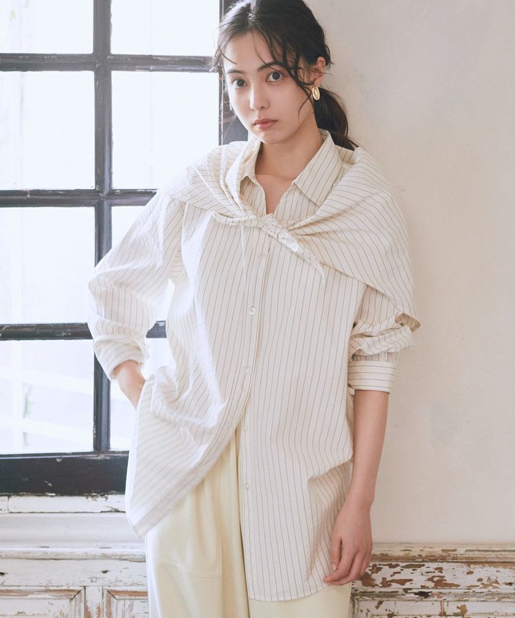 earth music&ecology「スカーフ付きスキッパーシャツ」|シャツ・ブラウス|Stripe