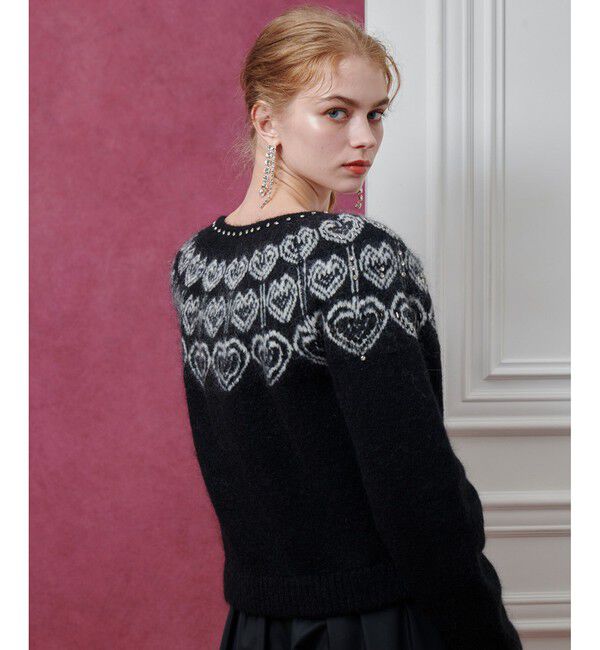 LOULOU WILLOUGHBY「【LOULOU WILLOUGHBY】ハートJQニットブルゾン」|ブルゾン・スタジャン|