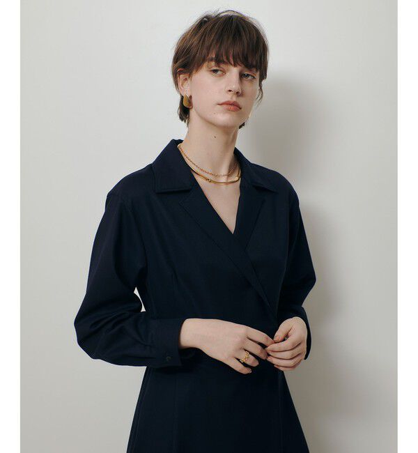 allureville「ウールポリカシュクール風ワンピース」|ワンピース|ネイビー