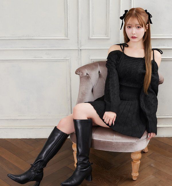  「ケーブルニットミニワンピ」|ワンピース|