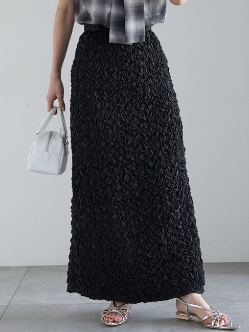 Te chichi「エンブロイダリーシャーリングスカート」|スカート|ブラック