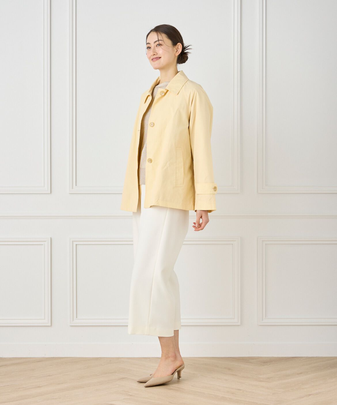 7-IDconcept.「《大きいサイズ》 ナイロンタッサーミドル丈ステンカラーコート　」|ピーコート|