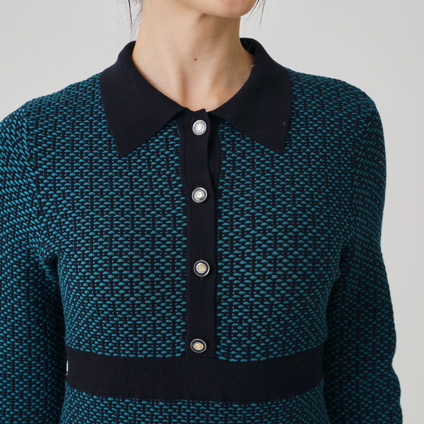 COUP DE CHANCE「【手洗い可】衿付きニットジャカード編みワンピース」|ワンピース|