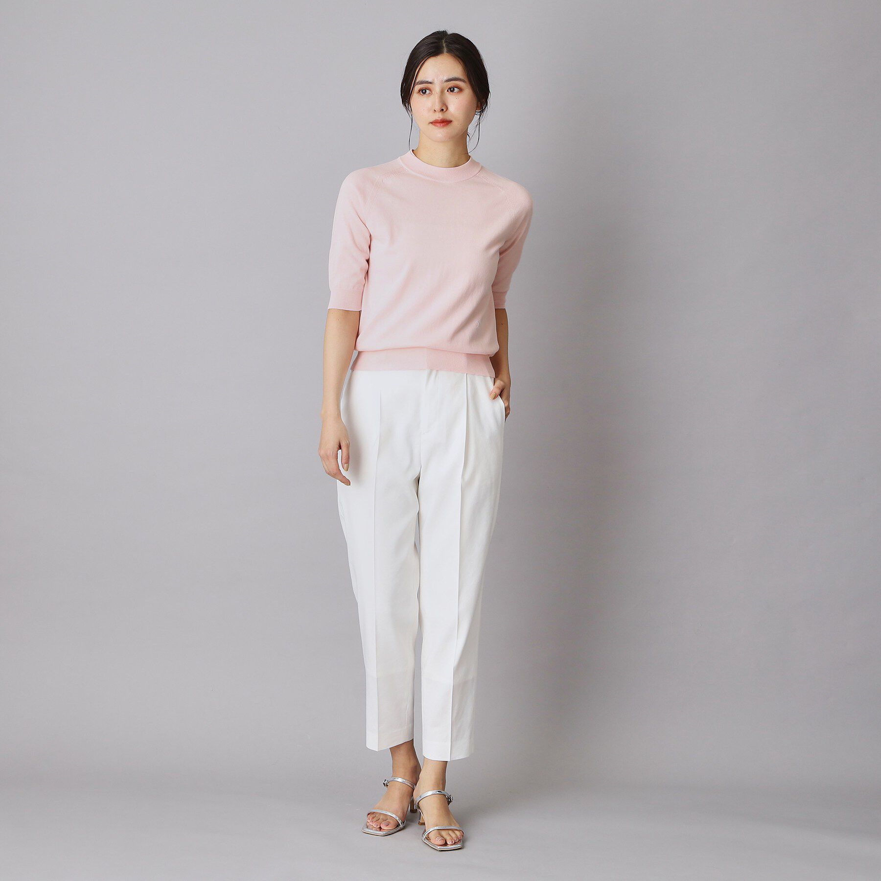 DRESSTERIOR「コットンシルクハーフスリーブニット」|ニット・セーター|