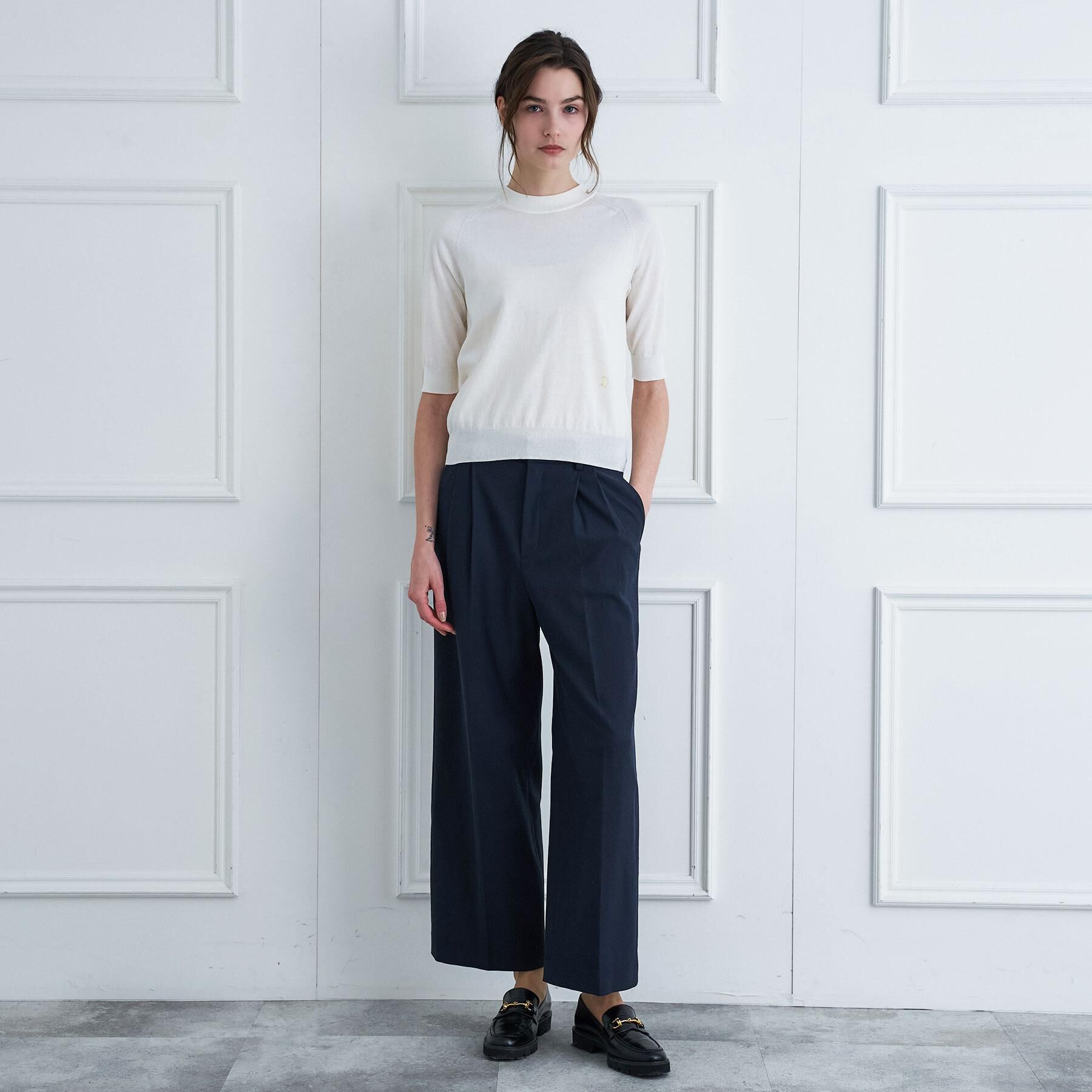 DRESSTERIOR「コットンシルクハーフスリーブニット」|ニット・セーター|