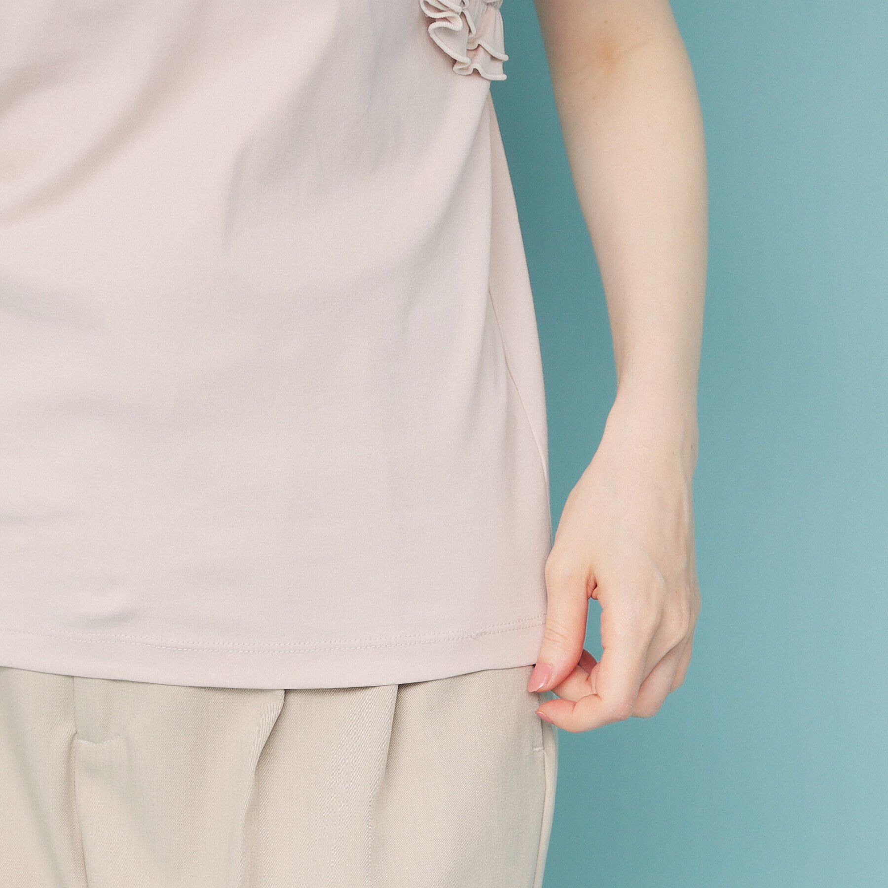 index「《美人百花掲載》フリルドッキングノースリーブトップス【接触冷感/UVケア/洗濯機洗い可】」|Tシャツ・カットソー|