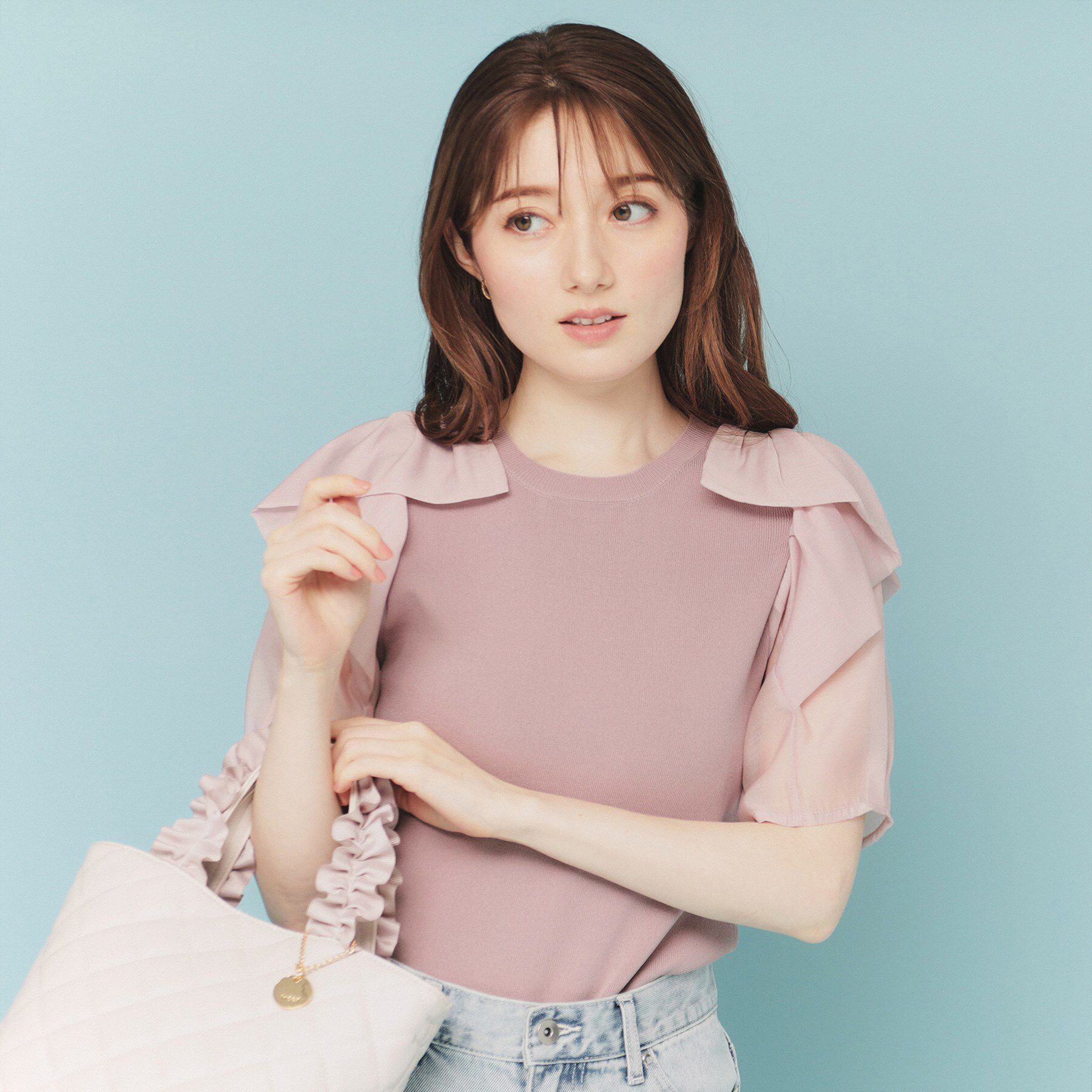 index「リボンスリーブドッキングニット【洗濯機洗い可/抗ピル】」|ニット・セーター|