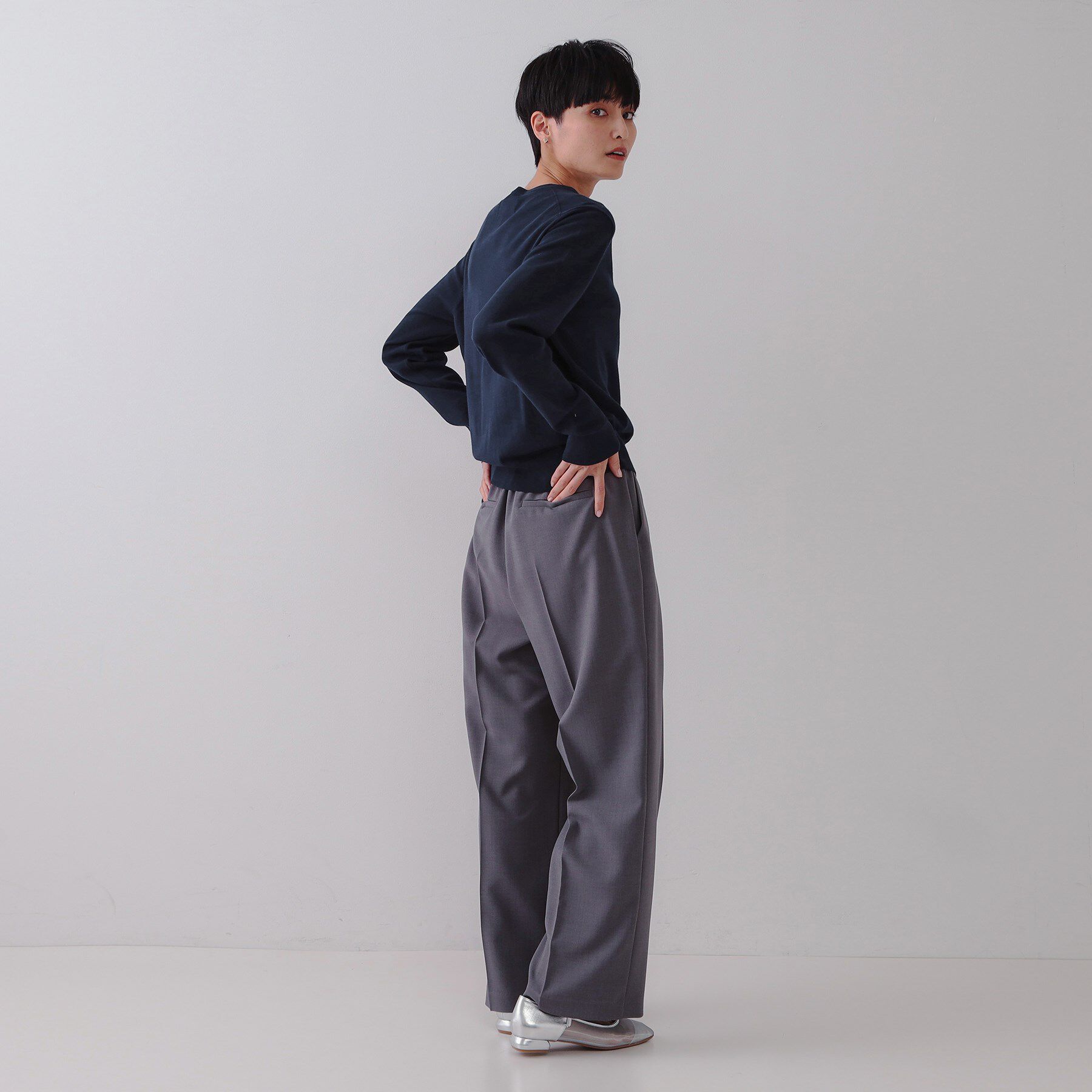 OPAQUE.CLIP「クルーネックニットカーディガン/オーガニックコットン混【UV/洗濯機洗い可】」|カーディガン|