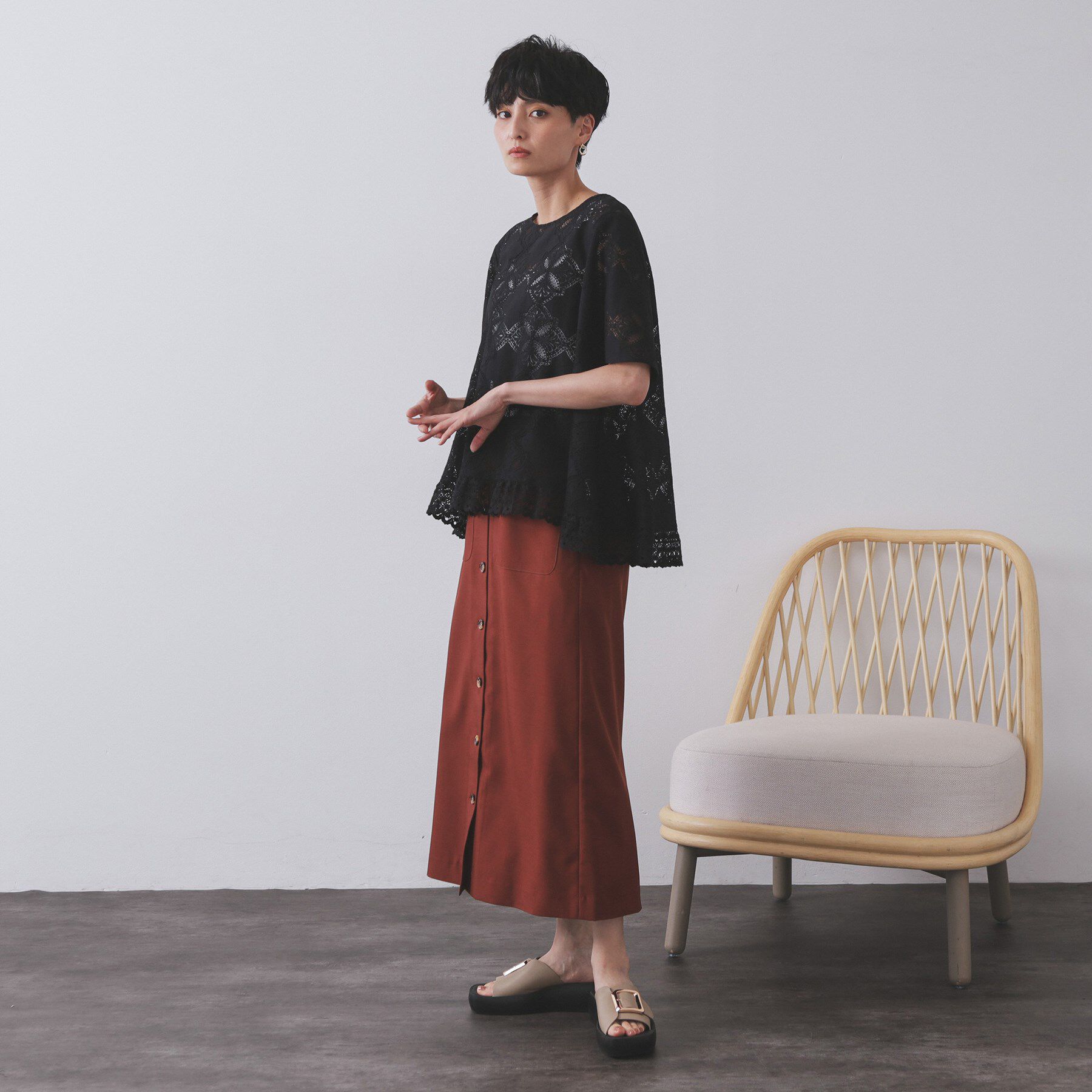 OPAQUE.CLIP「レースフレアブラウス【洗濯機洗い可】」|シャツ・ブラウス|