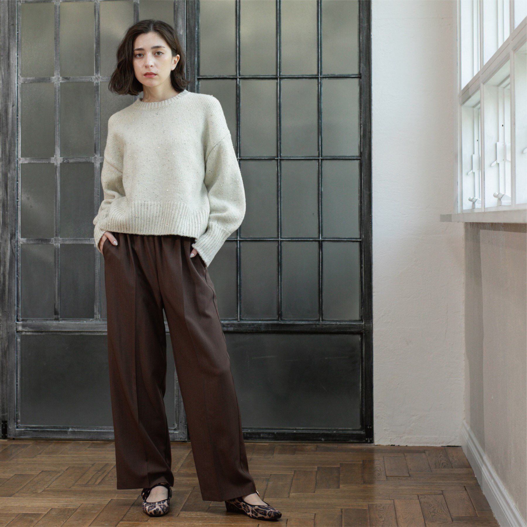 OPAQUE.CLIP「スパンコールラメニット【洗える】」|ニット・セーター|