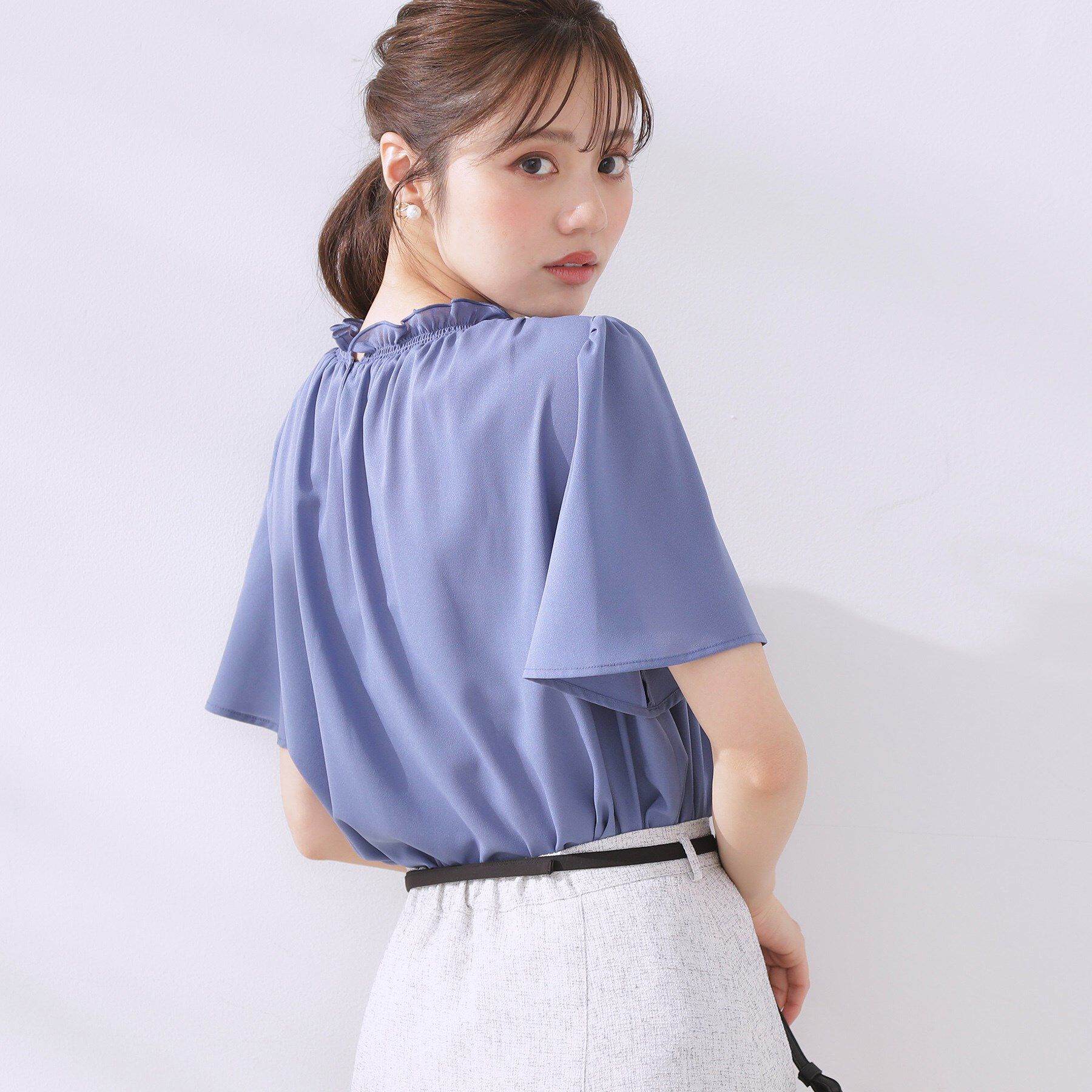 Couture broach「【二の腕カバー・通勤】シャーリングシアーブラウス」|シャツ・ブラウス|