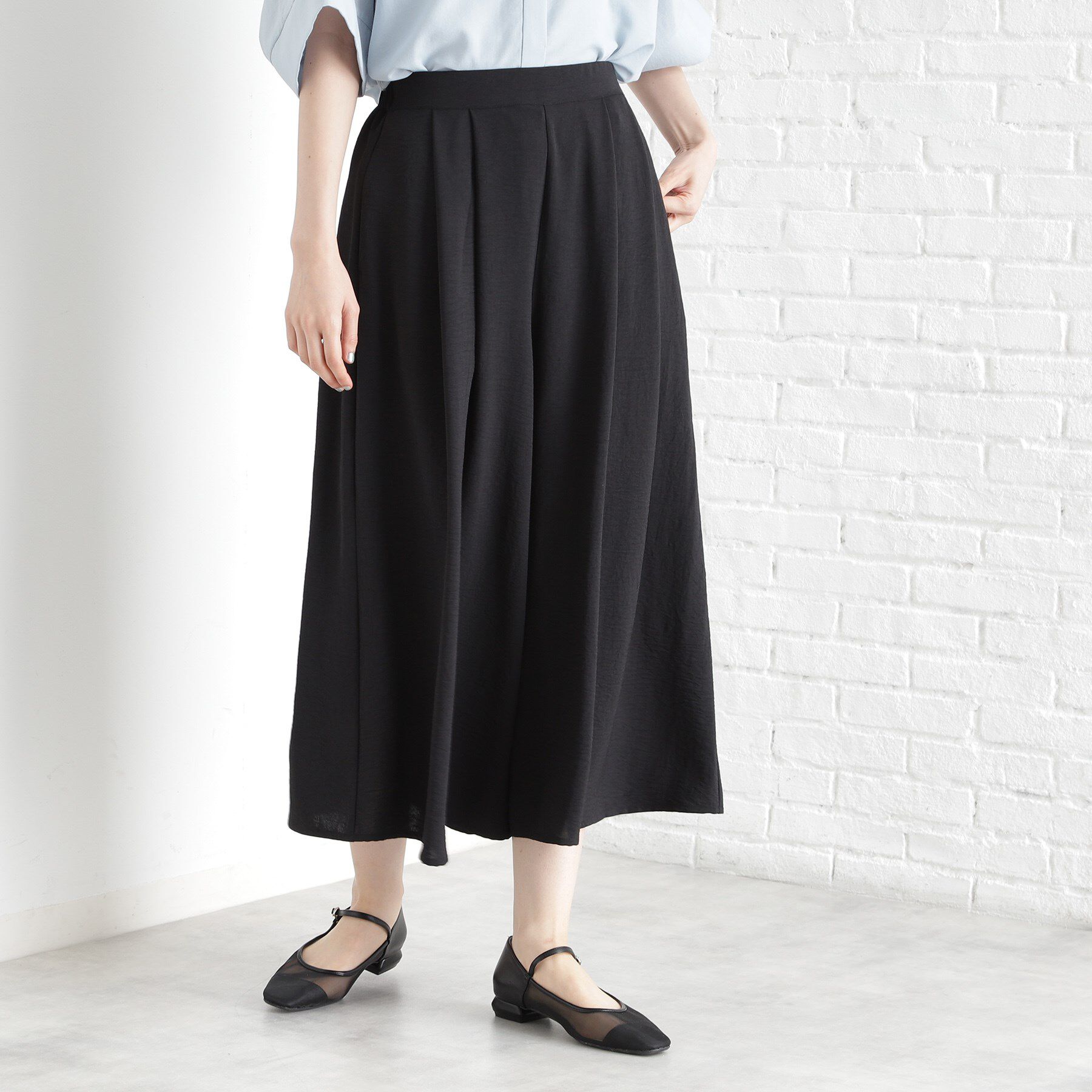 THE SHOP TK「フレアスカーチョ【防シワ／接触冷感／洗濯機OK/セットアップ可】」|その他|ブラック(019)